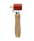 Front view of Silicone Seam Roller High Temperature Resistant Heavy Duty Pro Grade Hand Pressure Roller with red head and wood handle