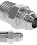 3/8 Inch JIC 37 Degree Male To 1/4 Inch NPTF Male Hydraulic Adapter Fitting For Straight Thread JIC To NPTF Port Connections In Hydraulic Systems And Hydraulic Hose Assemblies, stainless steel