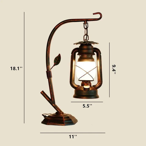 Rustic Lantern Table Lamp With Glass Shade For Living Room And Bedroom Cozy Nightstand Lighting For End Tables Farmhouse Style Bedside Lamp
