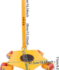 Heavy Duty Machine Skates 4409 Lbs Rock Solid Carbon Steel Industrial Dollies with red swivel rollers and height measurements.