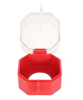 Emergency Stop Button Cover With Transparent Lockout Shield For Industrial Power Switches shown open with red base.