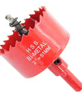 2 Inch Hole Saw Drill Bit For Wood PVC And Plasterboard With Arbor Bi Metal HSS Cutter 51mm red tool close-up