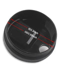 Two Pack 16oz Replacement Cups With Lids For Ninja Blenders With Four Tabs, black sip and seal lid showing measurements