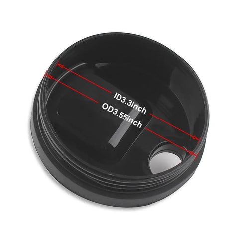 Two Pack 16oz Replacement Cups With Lids For Ninja Blenders With Four Tabs, black sip and seal lid showing measurements