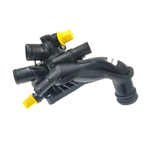 Replacement Cooling Water Pump And Thermostat Assembly With Coolant Hose For Peugeot 207 308 Citroen C4 L DS3 1.6T 9808647080 in black with yellow caps.