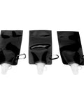 Three black collapsible 700ml PE soft flasks for outdoor travel camping hiking eco friendly hydration on the go blue flexible lightweight bottle