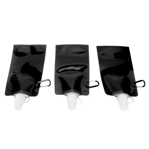 Three black collapsible 700ml PE soft flasks for outdoor travel camping hiking eco friendly hydration on the go blue flexible lightweight bottle