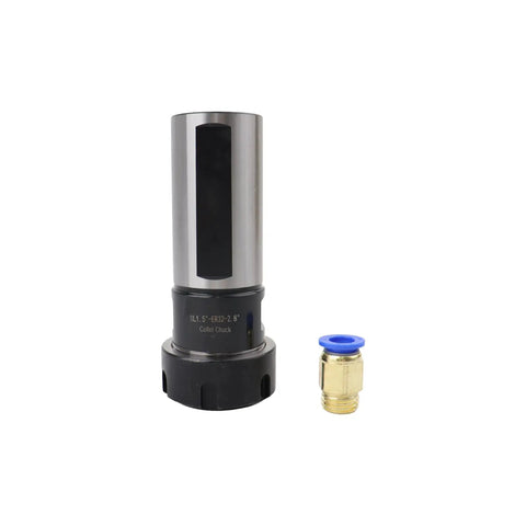 1-1/2 Inch Straight Shank Collet Chuck Holder Fit For ER32 Collet Router next to fitting, showcasing alloy steel construction.