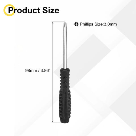 Top Shelf Micro Phillips Screwdriver 3.0mm with Non Slip Handle, 98mm long, ideal for precise repairs on watches and smartphones.