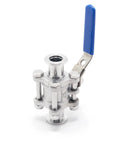 QiiMii KF-16 vacuum clamp ball valve, stainless steel 304, blue lever, locking device