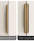 Bronze Aluminum Edge Finger Cabinet Pulls Set Of Two 80mm Hidden Drawer Pulls showing single and dual-sided installation on white cabinet