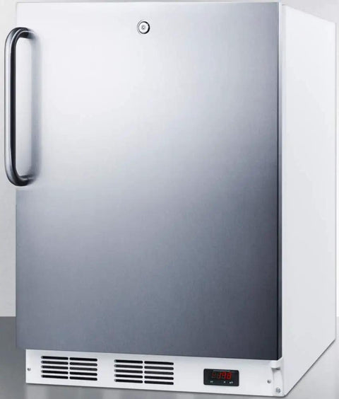 Heavy Duty Stainless Steel Upright Freezer Brings Legit Pro Grade Cold Storage Commercial Grade Build showing front view with control panel.