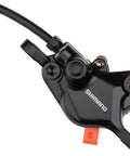 Hydraulic Disc Brake System With Short Stroke Lever, 2-Piston Caliper, Front Post Mount, Black Finish close-up view