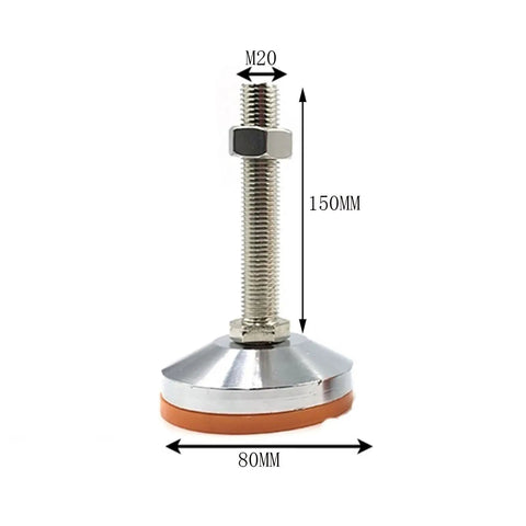 Heavy Duty Adjustable Leveling Feet 4 Pack 304 Stainless Steel Screw Down Machine Supports Hard As Nails Stable Quick Leveling Pads with M20 thread and dimensions.