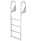 Flip-Up Dock Ladder 4-Step Heavy-Duty Aluminum Swim Ladder For Boats And Pontoons 350 Lb Capacity Non-Slip Wide Steps Pull Rope Assist Perfect For Lake Pool And Marine Boarding. 4-step aluminum dock ladder with flip-up design