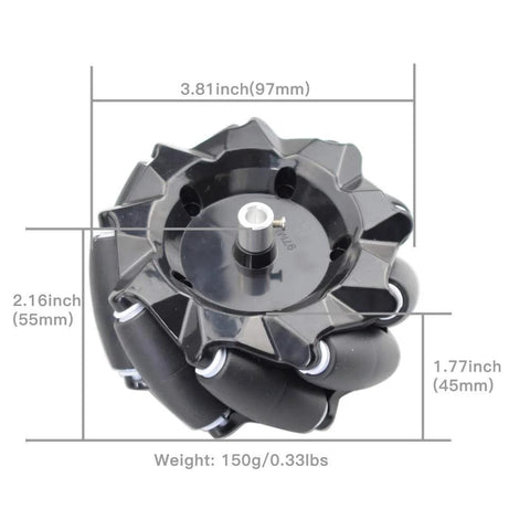 96mm high-hardness plastic Mecanum wheel with 6mm hub for DIY robot car