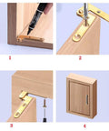 Installation of 360 Degree Rotatable Copper Pivot Hinges For Cabinets And Doors Antique L Shape Hidden Hinges on a wooden frame.