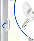 Sliding Door Thumb Turn Lock For Pella Interior Handles, Aluminum Alloy Construction in white, installed on door