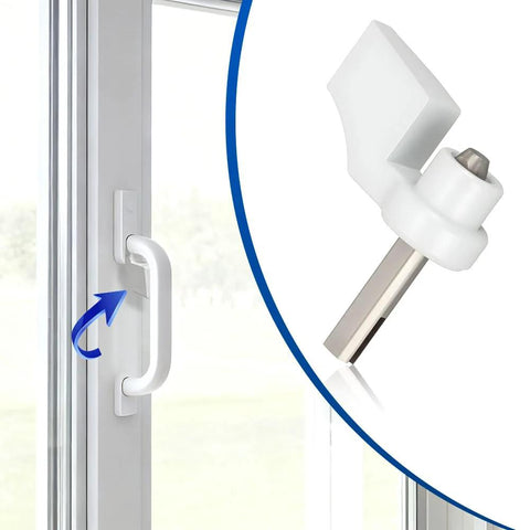 Sliding Door Thumb Turn Lock For Pella Interior Handles, Aluminum Alloy Construction in white, installed on door