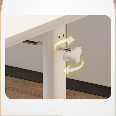 Adjustable Height Standing Desk With Slick Hand Crank, ergonomic beige design with manual crank adjustment mechanism.