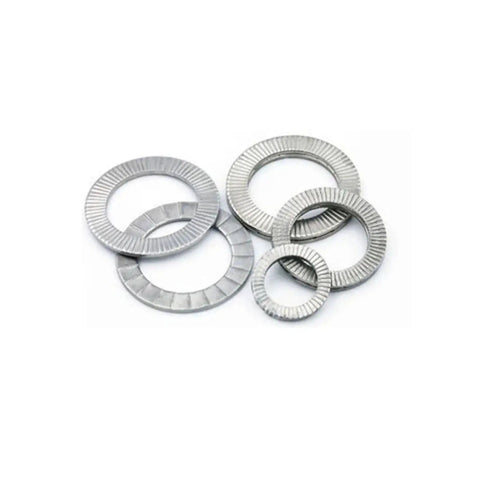 Premium Double Deck Wedge Lock Washers built tough, 10-pack, stainless steel, designed for heavy loads and anti vibration grip.