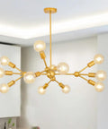 Modern Sputnik Chandelier 12 Light Gold Metal Ceiling Fixture for Living Room Bedroom Dining Kitchen and Office Dope Statement Lighting with E26 Base LED Compatible Bulbs Not Included 38.6 Inch Diameter.