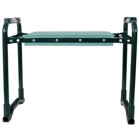 Kneeler And Seat Bench For Gardening With Foldable Stool, 10 Inch Wide Cushion, EVA Foam Pad, steel frame front view