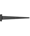 Beefy Heavy Duty Black T Strap Shed Door Hinges, 25 And A Quarter Inch Rustic Flush Mount Iron Barn Door Hardware with screws.