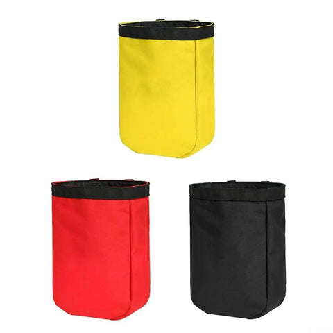 Red, yellow, and black 2L nylon climbing waist bags, trail ready tool pouch with adjustable belt strap, waterproof and wear resistant.