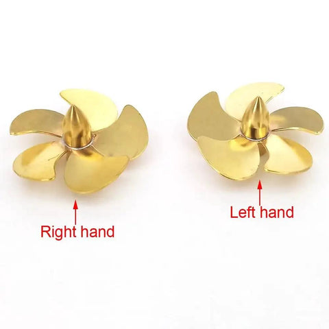 Right and left hand Beefed Up 35mm Copper 5 Blade RC Boat Propeller With M4 Shaft for scale marine models and RC boats