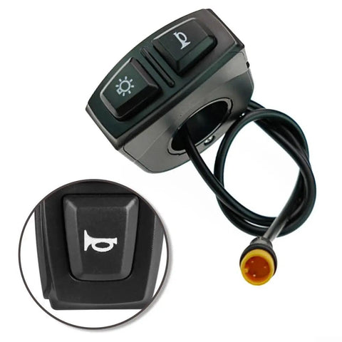 2 In 1 Bike Headlight And Horn Switch For 22.2mm Handlebars Waterproof 3 Pin Design ABS Housing Fits E Bikes Scooters