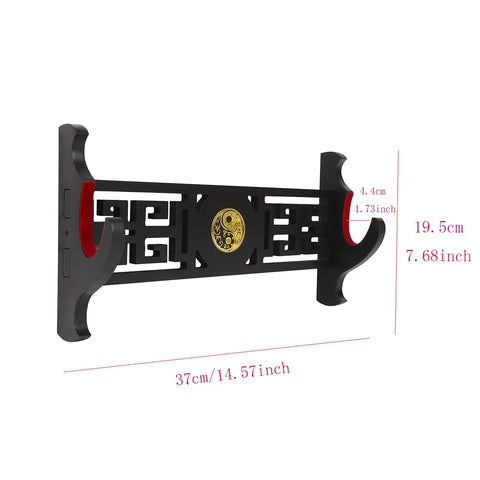 All Black Velvet Padded Katana Wall Mount Rack One Tier Sword Display Stand For Samurai Wakizashi Hanger with dimensions