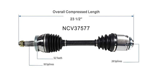 Right Front CV Axle Shaft Assembly For A Smooth, No-Jolt Ride Passenger Side, Premium OE-Grade Axle, Boot Integrity, Precise Machining, Balanced For Vibration-Free Performance In All Driving Conditions. 23 1/2 in, 30/28 splines, 52 teeth