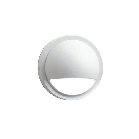 Half Moon LED Deck Light Low Voltage 12V Outdoor Weatherproof Fixture, sleek white finish, aluminum housing, 3.7 inch profile, front view