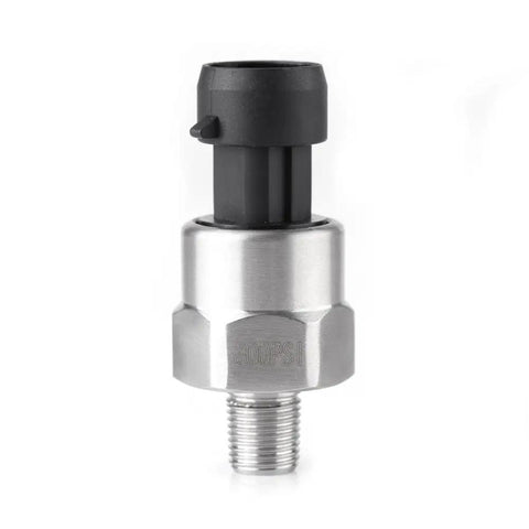 Front view of 1/8 NPT Stainless Steel Pressure Transducer Sensor for Oil Fuel Air Water Measurement High Sensitivity Accuracy with 5V Output.