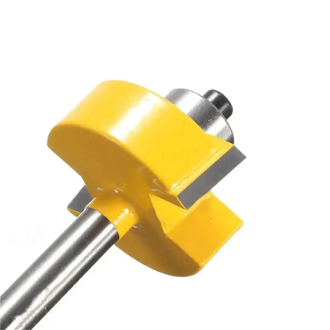 Heavy Hitter Rabbet Router Bit Set With Six Precision Cnc Woodworking Cutters Quarter Inch shank, yellow cutter for clean wood edges.