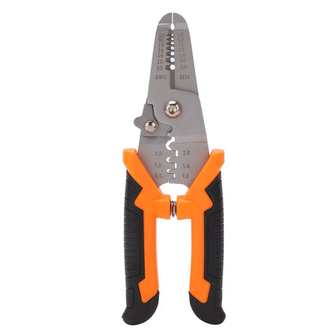 Wire Stripper And Cutter Tool With Curved Blade And Crimping Design For Electronics Repair And Cable Maintenance