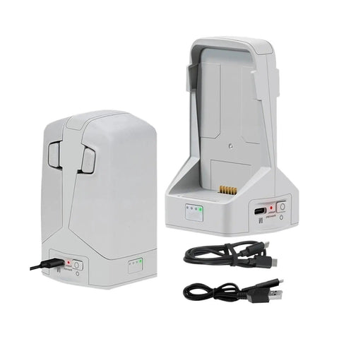 Two-Way Charging Hub For Flip Drones - Charge Up To Three Batteries In Sequence with cables in white vertical design