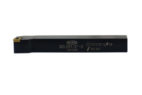 1/2 Inch Indexable Carbide Turning Tool Set SCLCR tool holder with 4 Inch OAL and insert visible