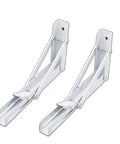 Heavy Duty Stainless Steel Shelf Brackets L Shaped Wall Support Corners With Kickass Rust Proof Finish For Kitchen And Bedroom Shelving Solid Anti Corrosion Mounting Hardware Pair, white folding brackets.
