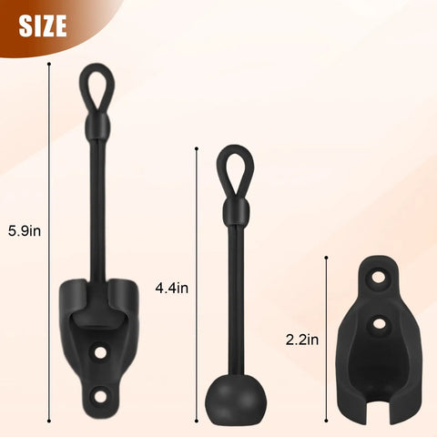 Replacement Roller Shade Bungee Kit With End Cap Tie Downs For Outdoor Roller Shades, size details for 3 pack in black