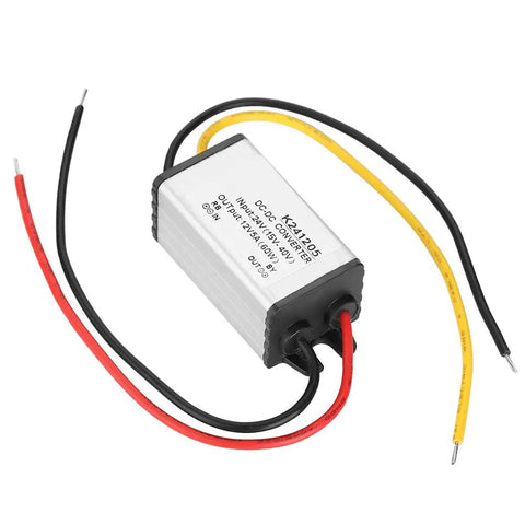 24V To 12V DC To DC Converter Pro Grade High Efficiency Power Supply 5A with red, black, yellow wires for robots and solar panels