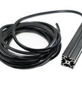 20 Meters 8mm Soft Cover Flat Seal Strip For 30 And 40 Series Aluminum Extrusion, coiled black strip beside aluminum profile