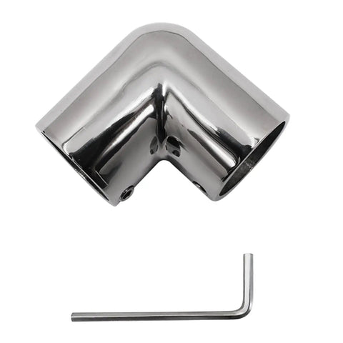Two Way 90 Degree Boat Elbow Fitting For 1 Inch Tubing Heavy Duty 316 Marine Stainless Steel With 1.2 Inch Outer Diameter And 0.1 Inch Wall Thickness Includes L Shaped Hex Key A Real Hand Rail Connector For Boats