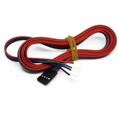 NEMA 17 stepper motor wiring harness, 1 m, 4-conductor red/blue/green/black cable with 4-pin and white connectors