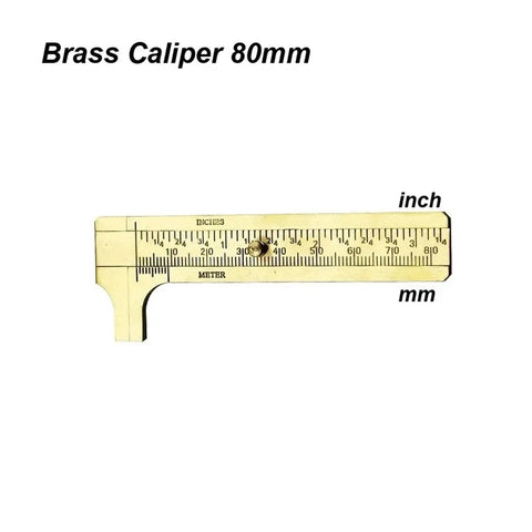 Solid Brass Digital Caliper High-Precision Mini Tool for DIY, 80mm size, measuring scales in mm and inches.