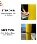 Heavy Duty Hdpe Bollard Covers 7 By 72 Inches 2 Pack Slick Tool Free Design mounts over a yellow bollard in two installation steps.