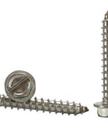 Heavy Duty 8 X 1 Inch 18 8 Stainless Steel Hex Washer Sheet Metal Screws Phillips Drive 100 Pack Outdoor rust resistant screws close-up.