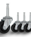 Old School Retro Vibe One-and-One-Half Inch Swivel Caster Wheels With Rubber Tires, Five Sixteenth Inch Stem Socket, Set of 4