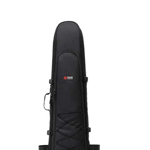 Long Fins Bag For Scuba Gear And Snorkel Kit, black heavy-duty backpack with wet dry separation, front view